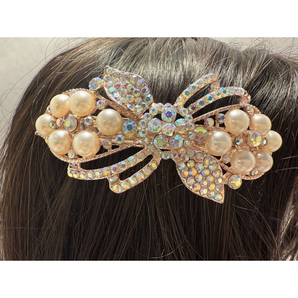 Rhinestone Pearl Hair Clip - Picture 2 of 3